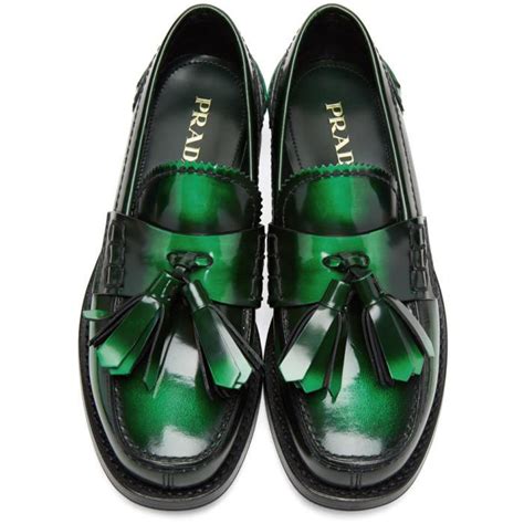 prada green loafers